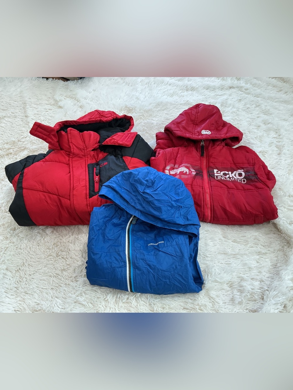 Blue Hooded Windbreaker + Red Hooded Jackets Bundle Sizes 4-5